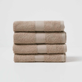 Homescapes 4er Set Flauschiges Premium Frottee Handtuch ca. 50 x 90 cm aus 100% Türkischer Baumwolle, Beige