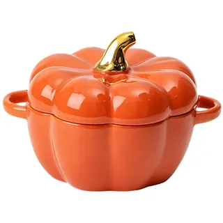 Kürbis-Schmortopf aus Keramik, Kürbis-Cocotte, Kürbisform, Emaille-Topf, Kürbi s-Topf mit Deckel, Eintopftopf Suppentopf, für Halloween, Erntedankfest, Dekor,Geschenk (Orange)