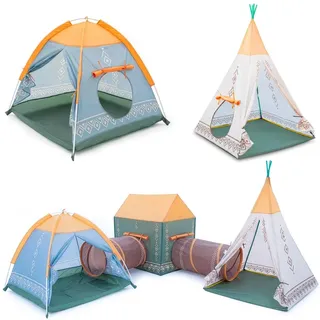 COIL Kinder Spielzelt 5-teilig mit Tunnel – Tipi, Iglu & Spielhaus – Indoor Outdoor Spielzelt Set für Kinder ab 3 Jahren - Pop Up Kinder Spiel...