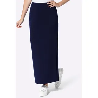 Sweatrock HEINE, Damen, Gr. 36, blau (marine), 55% Viskose, 40% Polyester, 5% Elasthan, unifarben, lang, Röcke