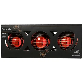Decoris Weihnachtskugeln Glas Ø 8 cm Hellrot 3-teilig