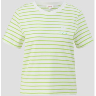 s.Oliver - T-Shirt mit Streifenmuster, Damen, grün|weiß, 44