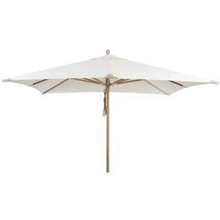 Sonnenschirm Como aus Buchenholz und Polyester, modern skandinavisch, weiß natur, 3x3 m