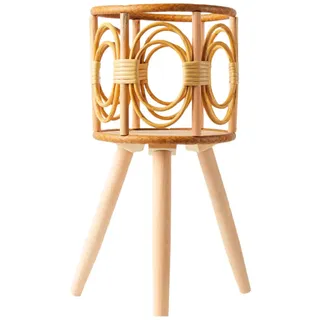 Fazvncv Handgewebter Blumenkorb, handgewebter Aufbewahrungskorb, Holz, dekoratives Gestell, Blumentopf, Pflanzkübel, Sukkulenten, Behälter, Dekoration, Rattan, Blumentopfhalter mit Holzbeinen