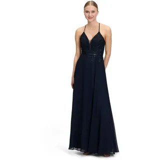 v.M. Abendkleid mit Häkelspitze, Marine, 36