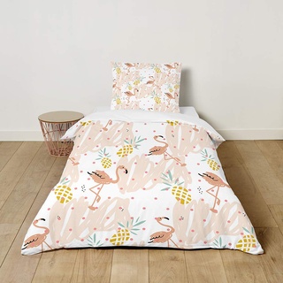 FANSU Kinder Junge Mädchen Bettwäsche Set, 3D Süßer Flamingo Muster Bettwäsche 2 Teilig mit Bettbezug und Kissenbezug, Sanft Microfaser Bettwäsche Set (Kleine Ananas,100x135cm + 40x60cm)