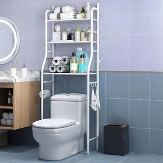 Toilettenregal, Edelstahl Badezimmerregal, WC-Regal über Der Toilette, Stehregal Fürs Badezimmer Ohne Bohren, Badezimmerregal, Waschmaschinenregal, Toilettenschrank Für Bad, Toilette Und Waschküche