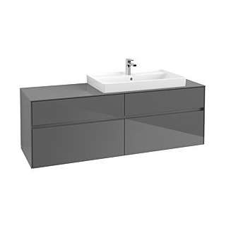Waschbeckenunterschrank 160 x 55 cm Glossy Grey