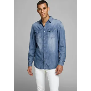 JACK & JONES Langarmhemd Blau L
