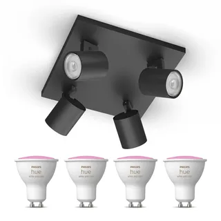 Philips Hue Runner Aufbauspot Mit 4 Lichtpunkten Gu10 (schwarz) Weißes Und Farbiges Licht - White And Color Ambiance