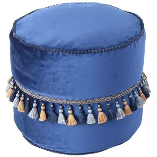 Kayoom Pouf, Blau, Gold, Textil, Füllung: Styroporkugeln, 45x38x45 cm, Reißverschluss, Wohnzimmer, Hocker, Poufs