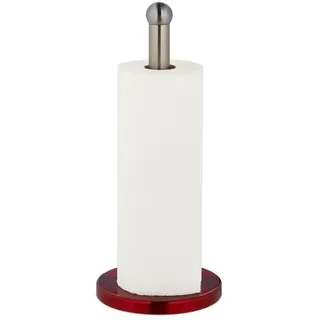 Relaxdays Stehender Küchenrollenhalter Rot,Silber