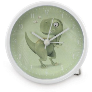 Hama Kinderwecker „Happy Dino“ ohne Ticken (Kinderuhr mit Dino Motiv, Wecker batteriebetrieben, einstellbare Alarmzeit, ideal auch als Lernuhr) grün