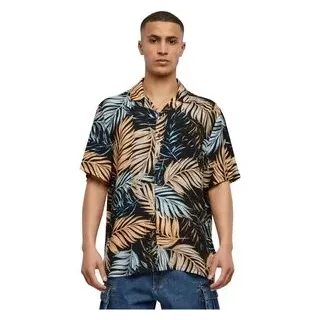 URBAN CLASSICS Viscose Aop Resort Kurzarmhemd Palmfront L