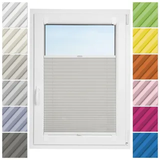 Estika Plissee ohne Bohren zum Kleben – 45 x 80 cm – Grau – Selbstklebende Montage, moderner Sichtschutz für Fenster, Jalousie für Fenster ohne Bohren