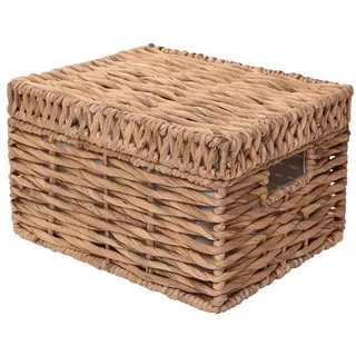 Vivanno Flechtkorb Regalkorb natur Wasserhyazinthe Schrankkorb mit Deckel Kira 26 x 34 x 27 cm