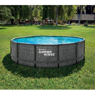 Summer Waves Elite Frame Pool | Aufstellpool rund | Komplettset | Rattanoptik | Ø 427x107 cm