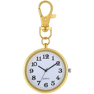 JewelryWe Karabineruhr Taschenuhr mit Karabiner Schlüsselanhänger FOB Clip-on Quarzuhr Analog Uhr für Ärzte Krankenschwestern Sanitäter Köche Sport Unisex
