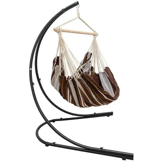 AMANKA Hängestuhl Hängestuhlgestell HSG-153 mit Hängestuhl HMG-40, 185 x 130 cm Hängesitz für Kinder und Erwachsene - 360° Relaxsessel braun