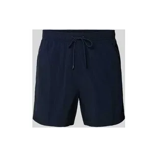 Regular Fit Badehose mit Logo Stitching, Dunkelblau, M