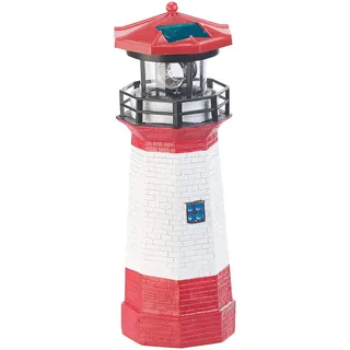 Lunartec Solarleuchtturm: Solar-Deko-Leuchtturm mit LED-Licht & drehendem Reflektor, 6-Std.-Akku (Leuchtturm Garten, Deko mit Beleuchtung, Lampe)