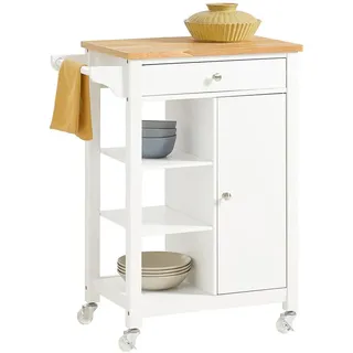 SoBuy Küchenwagen Weiß Holzwerkstoff, 68x86x40 cm, Esszimmer, Servierwagen