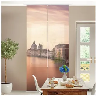 Bilderdepot24 Schiebegardine Wohnzimmer deko Abendstimmung in Venedig (2 St), halbtransparent, Schiebegardine groß mit Motiv Wohnzimmer Büro beige 120 cm x 250 cm