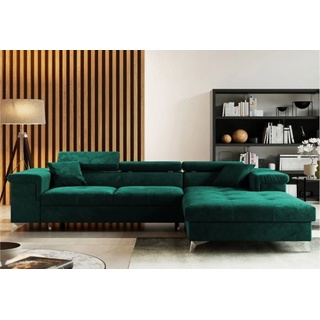 DB-Möbel Wohnlandschaft Wohnlandschaft Marokko Schlafcouch in L-Form 280 cm breit grün