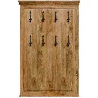 Wandgarderobe Guru mit 8 Haken 90x140x2,5 aus indischem Mango-Massivholz