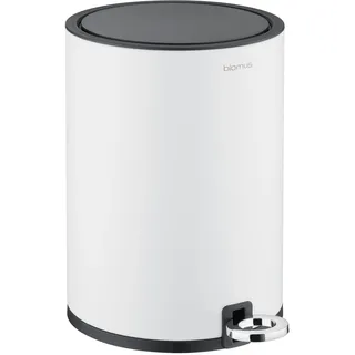 blomus Kosmetikeimer -SINO- Mülleimer 3 Liter | Weiß | 20L x 20B x 26H cm | Treteimer mit Absenkautomatik | Mülleimer mit Innenbehälter aus Edelstahl