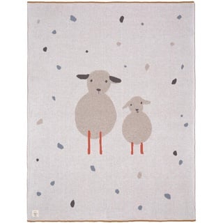 LÄSSIG Baby Krabbeldecke Strickdecke Spieldecke Schmusedecke Kuscheldecke GOTS zertifiziert weich/Baby Blanket 75 x 100 cm Sheep