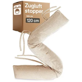 Praknu Zugluftstopper für Fenster bis 120cm - Waschbar - Energiesparend - Extra Lang, Kein Set, 1-tlg., Einzelartikel, Effektiver Kältestopp vor Zugluft unter der Tür - Wärmedämmung beige
