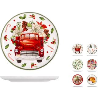 Royal Norfolk Panettone Teller aus Porzellan, dekoriert, 27 cm, Weihnachten, mehrfarbig