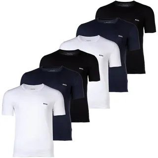 Boss Herren T-Shirt 6er Pack - RN 6P Classic, Rundhals, Kurzarm, Cotton, uni Schwarz/Blau/Weiß M