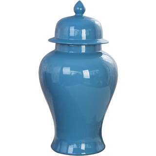 Chinesische Keramikvase, Ingwerglas, einfache Keramik-Ingwerglas-Vase mit Deckel, blau, große chinesische antike Porzellan-Tempelgläser mit Deckel, Tempelglas (Farbe: A, Größe: 18,5 x 35 cm) (Color :