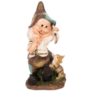 BIRENDY Dekofigur Großer Zwerg Gartenzwerg XL Gartenwichtel Katze Groß 41cm Gartenfigur