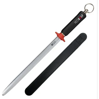 REDSALT® Wetzstahl Premium Wetzstahl ovaler Microfein Saphirzug für hochwertige Messer, Made in Solingen, HRC 65, Ergonomischer Griff, Ovaler Form, Laser Logo