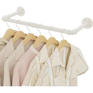 YheenLf 64cm Kleiderstange Wandmontage, Platzsparenders Kleiderständer, Garderobenstange Wand, Wandregal Küchenregal, Einfache Montage, 1 Stück, Beige