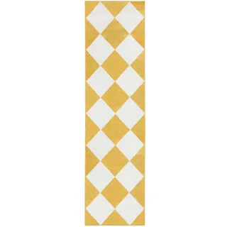 Puzzle Teppich - Weiß / Gelb 80x300