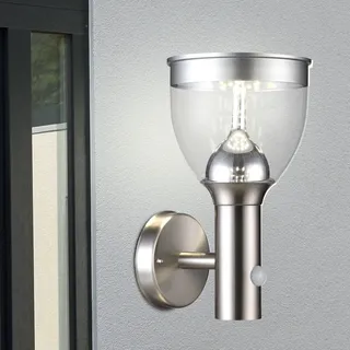 GLOBO Solarleuchte Edelstahl H 28,7 cm 1er Set grau/silber