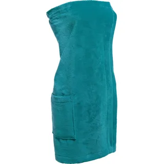 Erwin Müller Sauna-Kilt, Saunatuch, Sarong Damen Petrol Größe 75x150 cm - außen weicher Velours, innen saugstarker Frottee, mit Druckknopfleiste und Gummizug