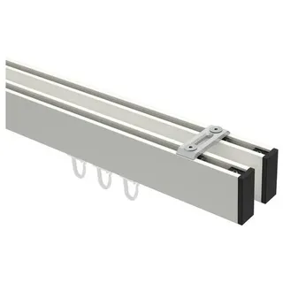 INTERDECO Gardinenstange Smartline Paxo, 2-läufig, 14x35 mm, eckig, Deckenmontage, Weiß / Schwarz schwarz|weiß 180 cm