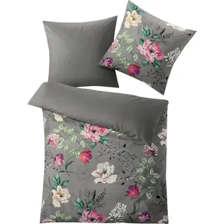 Kleine Wolke Bettwäsche Wendebettwäsche "Vincenza", Mako-Satin, Blumen grau
