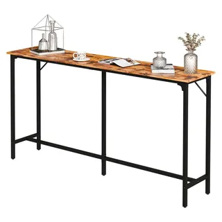 Bar-Set, 1 Tisch und 2 Stühle, braun, Spanplatte, Metall, 180x38x99cm, für Bar und Küche