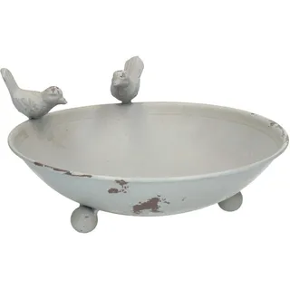 AmaCasa Vogeltränke Vogelbad Vogelbecken Wassertränke Tränke Wasserschale Metall (Grau)