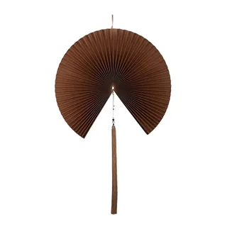 Insun Faltbare Fächer Deko aus Papier, Chinesische Retro Handfächer für Wanddeko Braun 60 cm