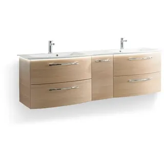 Pelipal Doppelwaschtisch-Set P-con 2.0 Holzoptik Braun Eiche