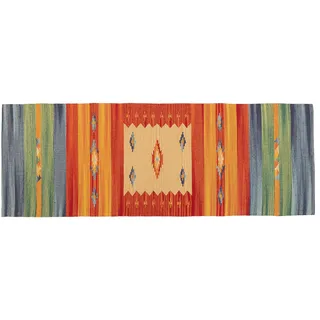 Jute & Co Kelim Teppich aus hochwertigem Baumwolle, handgewebt, Mehrfarbig, 60 x 120 cm