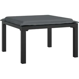 Gartenhocker mit Kissen Schwarz und Grau Poly Rattan - Schwarz