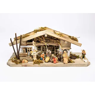 Garten und Holztrends Krippe Krippenstall (W20+ Figuren) Weihnachten Krippenfiguren Tischkrippe